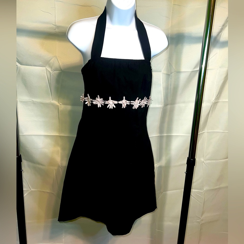 Pulse Vinatge Sleeveless Night Out DressW/White Daisy's (Black) (L)
